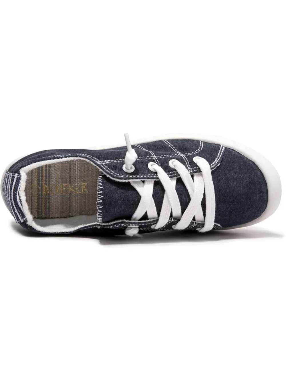 Womens Blue Canvas Slipon Canvas Sneaker Low Top Walking Shoes Fashion Sneakers